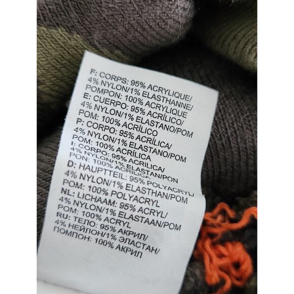 The North Face Youth Camo/Orange Pom Pom Logo Ski Hat Size Medium - Picture 4 of 5